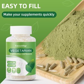 EaccoViigr Size 0 Empty Capsules - 100 Count Empty Vegetarian Capsules with Effective Filling Tools, Fillable Plant-Based Empty Shells for Homemade Vitamins & Powders, Easy for DIY Supplements