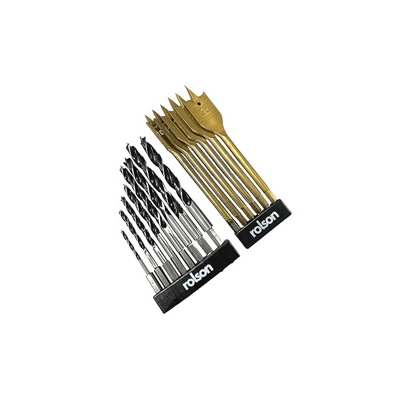 Rolson 48526 14Pc Hex Shank Wood Drill Bit Set