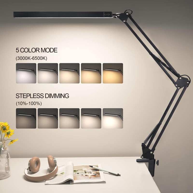 PSIVEN LED Architect Desk Lamp, Touch Control Metal Swing Arm
