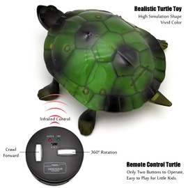 Tipmant RC Turtle IR Remote Control Tortoise Crawl Fake Electric Animal Toy Car Vehicle for Kids Birthday Gifts (Green)
