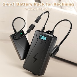 Battery Pack for Reclining Furniture with Charger, 2500mAh Universal Recliner Battery Pack Rechargeable, 2 Pin Batteries Packs for Reclining Furniture W/LED Display for Electric Sofa Couch Lift Chair