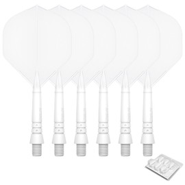 CyeeLife 6pcs Molded Dart Flights and Shafts,one Piece Integrated Accessory CF02A White-L