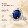 anillo de compromiso plata - Anillo Compromiso Ajustable Zafiro Azul