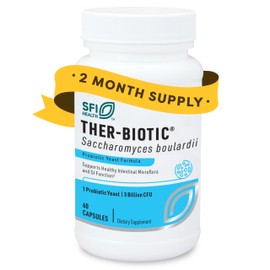 Klaire Labs SFI Health Ther-Biotic Saccharomyces Boulardii Probiotics for Women & Men - S Boulardii Probiotics for Digestive Health & Immune Support - Supports Healthy Intestinal Flora (60 Capsules)
