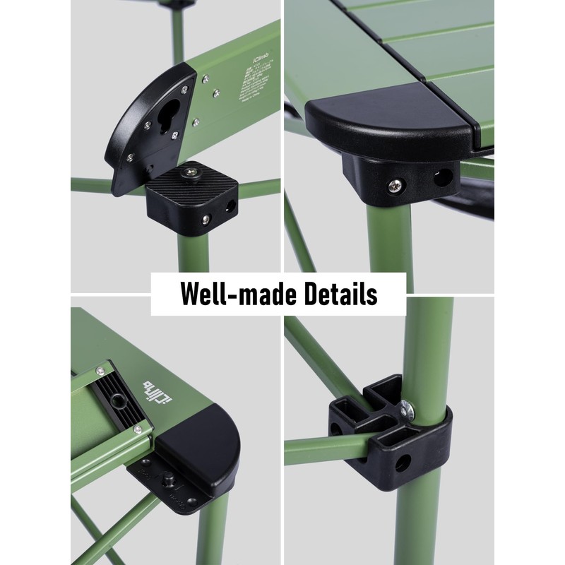 iClimb Lightweight Stable Alu. Folding Square Table Roll Up Top