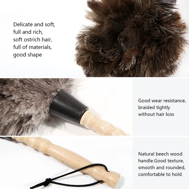 iHUFeather Ostrich Feather Duster 14 inch Feather Duster Fluffy Natural