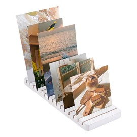 PH PandaHall 15 Slots Card Holder Card Display Stand Wooden Postcard Holder for Holiday Cards Photos Buziness Card Envelopes Home Office Tabletop 12x4.7x0.7 Inch