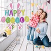 Happy Easter Bunny Banner with Bunny Paw Ears and Eggs