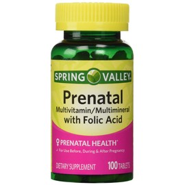 Spring Valley - Prenatal, Multivitamin, Multimineral, 100 Tablets w. Folic Acid