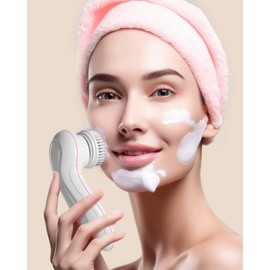 TOUCHBeauty - Juego de cepillos de limpieza facial y exfoliante con estuche de viaje, 3 cabezales de cepillo para polvo de limpieza profesional para piel sensible/mixta, impermeable, doble velocidad