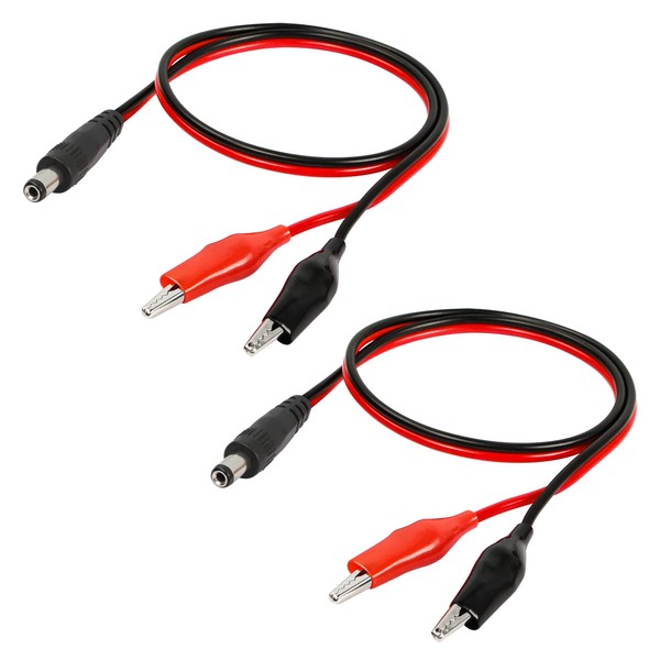 QIANRENON 2pcs DC5.5 * 2.1 to Alligator Clip, DC5521 Male