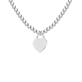 Tuscany Silver Women's 17mm x 19mm Heart Bead Chain Necklace 46cm/18"