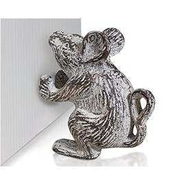 Comfify - Tope de puerta de mouse de hierro fundido decorativo clásico rústico – Cuña de puerta pesada – Detiene tu recámara, baño y puertas exteriores con estilo, color blanco antiguo