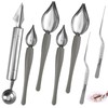 Set of 4 stainless steel decorative spoons, 2 pieces tweezers