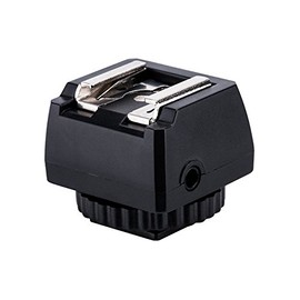JJC JSC-9 Hot Shoe Adapter for Standard ISO Hot Shoe Flashes and 1/4"-20 Female Tripod Socket on the Bottom (Equipped with PC Female Outlets and 3.5mm Mini-phone Socket)