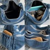 Large Denim Purses for Women Retro Denim Tote Bag Multi-Pocket