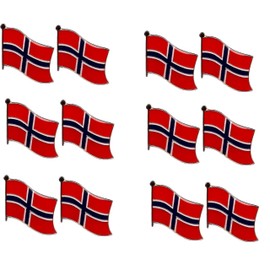 Box of 12 Norway Single Flag Lapel Pins, Norwegian Flag Lapel Pin Badge; International Waving World Patriotic Country Hat Lapel Pins