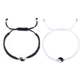 Yin Yang Bracelet for 2 Matching Yin Yang Friend Couple Bracelets Ying Yang Bracelet Friendship Relationship Boyfriend Girlfriend Valentines Gift (Style B)