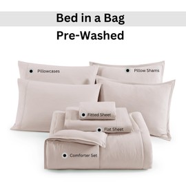 Casa Platino Bedding King Size Comforter Set Pre-Washed – King Bed Set – Ultra Soft & Breathable King Bed in a Bag Set with Comforter, Flat Sheet, Fitted Sheet, 2 Pillowcases & 2 Shams – Sepia Rose