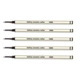 5 - Genuine Schmidt 5888 Safety Ceramic Rollerball Refills - Black Medium - 888