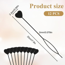 12Pcs Topsy Tail Hair Tool, Quick Beader for Braiding Beads on Braids Loop Threader and Braider for Women Hair Loop Styling Flip Tool for Bead Loading and Hairstyle Gift for Friends（Black）