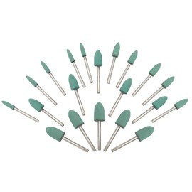 20Pcs Rubber Bullet Head Polishing Burr, 4mm/6mm/8mm/10mm Set, Green Rubber Cone Head Mounted Point Grinding Bit, 1/8” Shank