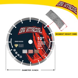 ORIXTREME 10 Inch Diamond Saw Blade 2Pcs, Segmented General Purpose Blade Dry/Wet Cutting Concrete, Masonry, Brick, Block,7/8"-5/8” Arbor