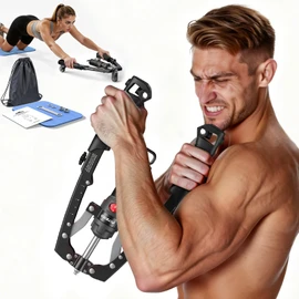 FLYBIRD CT1 Chest Trainer & Arm Twister & Core Trainer, Hydraulic Power CoreFlex Twister Chest Workout Equipment, 22-440lbs for Strength, 3-in-1 Trainer with Ab Roller Wheel(Backpack & Pad Included)
