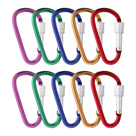Karabinerhaken 10 Stück Karabiner Karabinerhaken Klein mit Schraubverschluss Mini Schraubkarabiner Bunt Carabiner Clip für Camping Angeln Wandern Locking Hundele