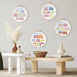 JSRQT 4 Sets Embroidery Starter Kits for Adults, Beginner Embroidery Kit for Adults, Hand Embroidery Needlepoint Kit with Pattern Embroidery Hoop