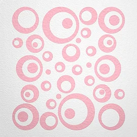 WANDfee® Wall Tattoo, Circles, Dots, 50 Stickers, Colour Choice For Children's Bedroom, Living Room, Hallway, Bathroom, Kitchen, Tile Stickers, pink