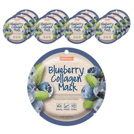 Purederm Blueberry Collagen Mask (12 Pack) - blueberry extracts, collagen, and vitamin E ingredients to purify and energize the skin