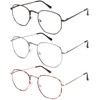 DOOViC 3 Pack Fashion Metal Frame Reading Glasses Blue Light