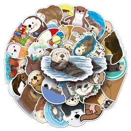 Otter Waterproof Vinyl Stickers for Boys Girls Teens|50 Pcs|Decorative Stickers for Waterbottles Notebook Laptop Tablet Computer Cup Car Scrapbook Luggage,Cartoon Animals Decals Pack(Otter-50Pcs)