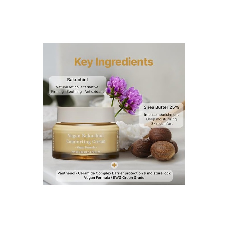 Vegan Bakuchiol Comforting Cream For Replenish and Soothe Senitive Dry