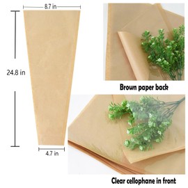 MYGOGOART 50 Pcs Flower Bouquet Wrapping Paper Flower Bags Sleeves for Bouquets Kraft Paper Floral Wrap Bags Flower Bouquet Supplies(8.7 x 24.8 x 4.7 inches)