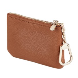 LARENNT Full Grain Leather Coin Purses for Men and Women - Key Case Leather Coin Purse Small Purse Women with Key Ring, light brown, Modern Minimalist