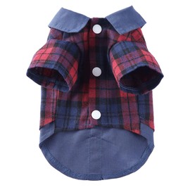 DOTEYAYP Formal Pet Attire for Small Dog Cats, Christmas Shirt Costume with Bow Tie, Puppy Tuxedo for Parties and Events (Medium, Plaid Blue)