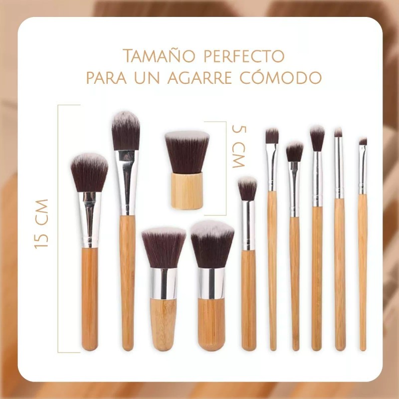 Mist Jewel Brochas De Maquillaje Bambú Ecológicas 11 Pcs