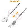 Amazleer Extendable Fork Spoon Set, 2 Pcs Telescopic Stainless Steel