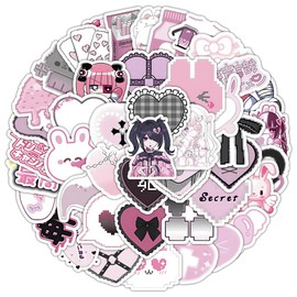 Pink Anime Girl Stickers 100Pcs Waterproof Funny Sticker for Laptop Water Bottle Skateboard Luggage Car Bike Scrapbook,Vinyl Cute Aesthetic Kawaii Sticker for Girls Adults