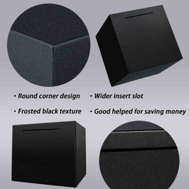 Piggy Bank for Adults Must Break to Open Stainless Steel Money Box Metal Saving Bank Unbreakable Savings Box Money Bank Cash Coin Jar 7.9 inch Black