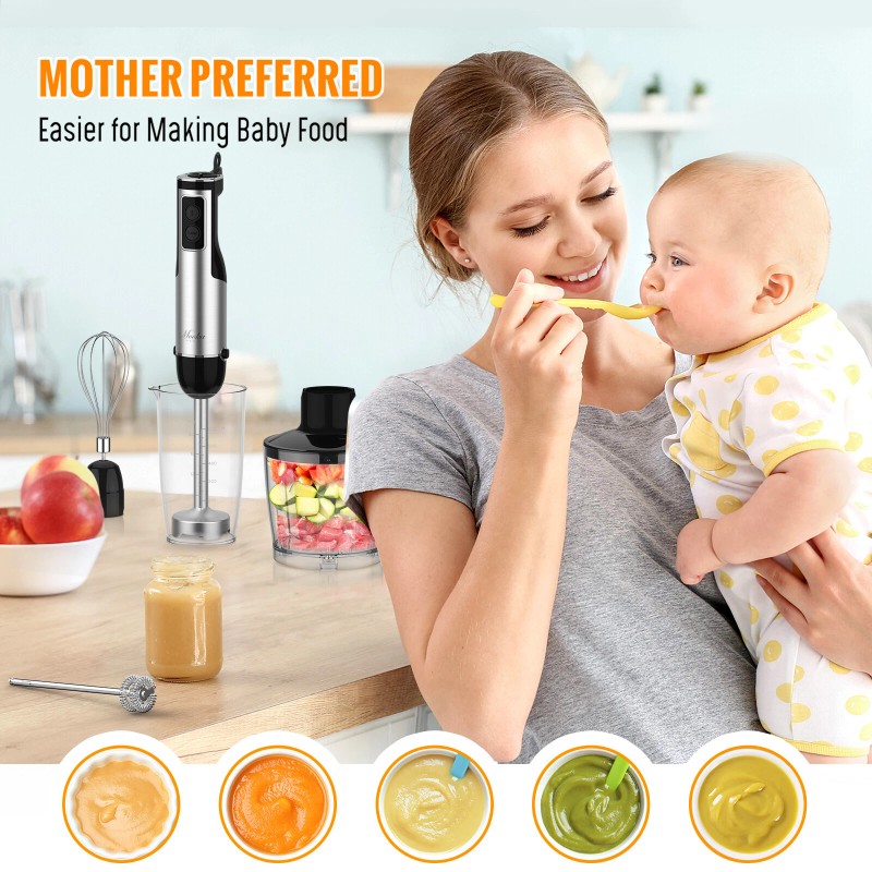 Mooka 1100W 5IN1 Immersion Blender Electric Handheld Blend
