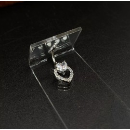 Belly Button Ring 14 Gauge Double Heart Belly Button Ring Stainless Steel Cubic Zirconia