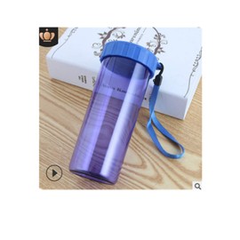 IOQSOF Transparent Plastic Custom Student Portable Water Outdoor Sports Hand Advertising Gift Cup, Sapphire Blue