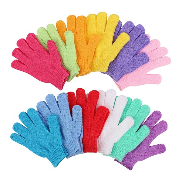 10 pares de guantes exfoliantes de doble cara, guantes de baño para ducha, masaje corporal, spa y eliminación de células muertas, 10 colores