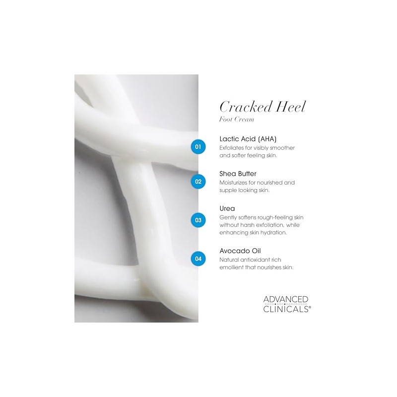 Advanced Clinicals Crema de talón agrietada para pies secos, puntos