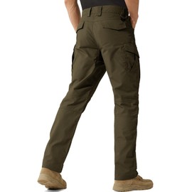 FREE SOLDIER Men's Water Resistant Pants Relaxed Fit Tactical Cargo Work Pants with Multi Pocket (Moss Green 28W30L)