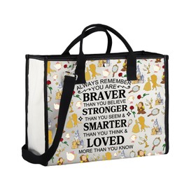 WSNANG Beauty Movie Inspired Gifts Belle Rose Tote Bag Princess Belle Lover Shoulder Bag Fairy Tale Flower Gift Bag (AlwayBeauty Tote)