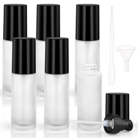 6 Pcs 30ml/1oz Pump Dispenser Refillable Glass Foundation Dispenser Round Lotion Dispenser for Cosmetic Foundation Samples Emulsion - Frosted